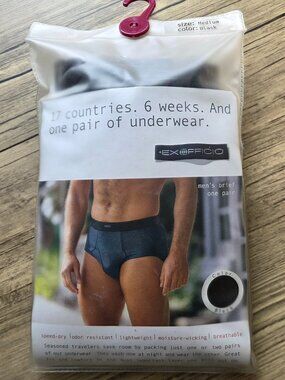 ExOfficio Men’s Quick Dry Travel Briefs- Solid Black
